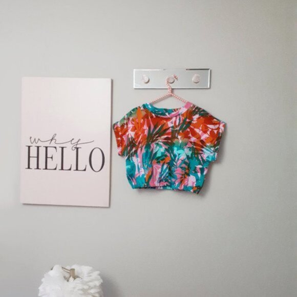 NWT Juicy Couture palm print cotton French Terry crop top - Picture 2 of 3